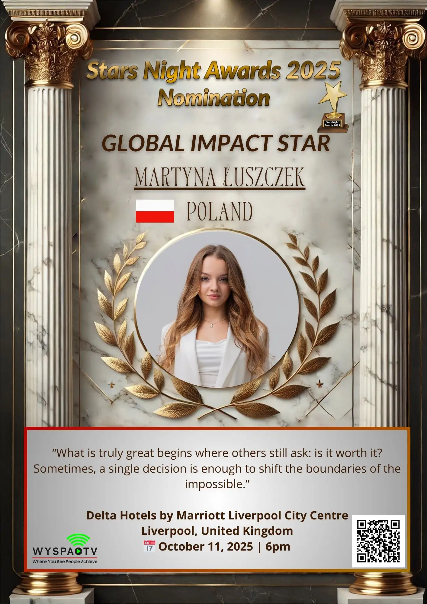 Martyna Łuszczek | NOMINATION in the category: "GLOBAL IMPACT STAR" | Stars Night Awards 2025