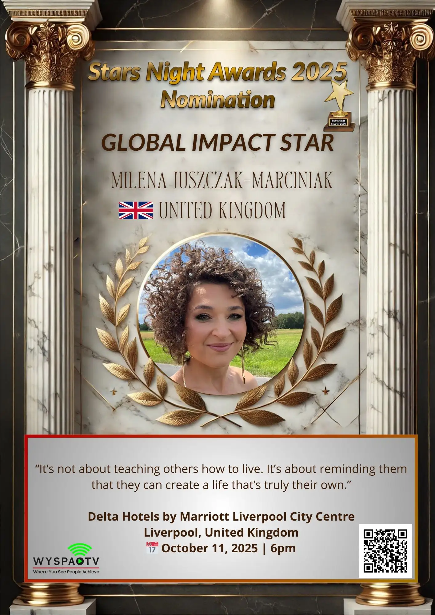 Milena Juszczak-Marciniak | NOMINATION in the category: "GLOBAL IMPACT STAR" | Stars Night Awards 2025