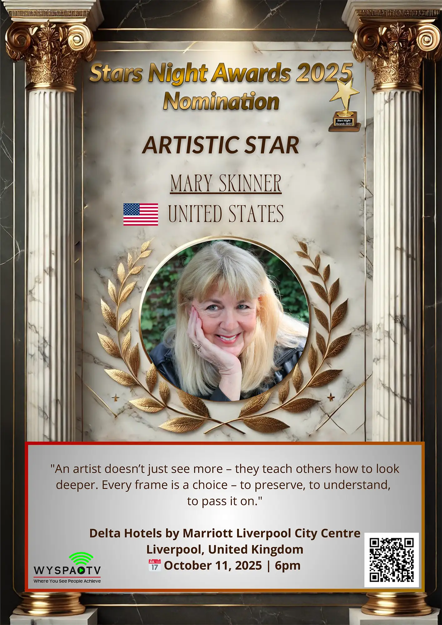 Mary Skinner | NOMINATION in the category: "ARTISTIC STAR" | Stars Night Awards 2025