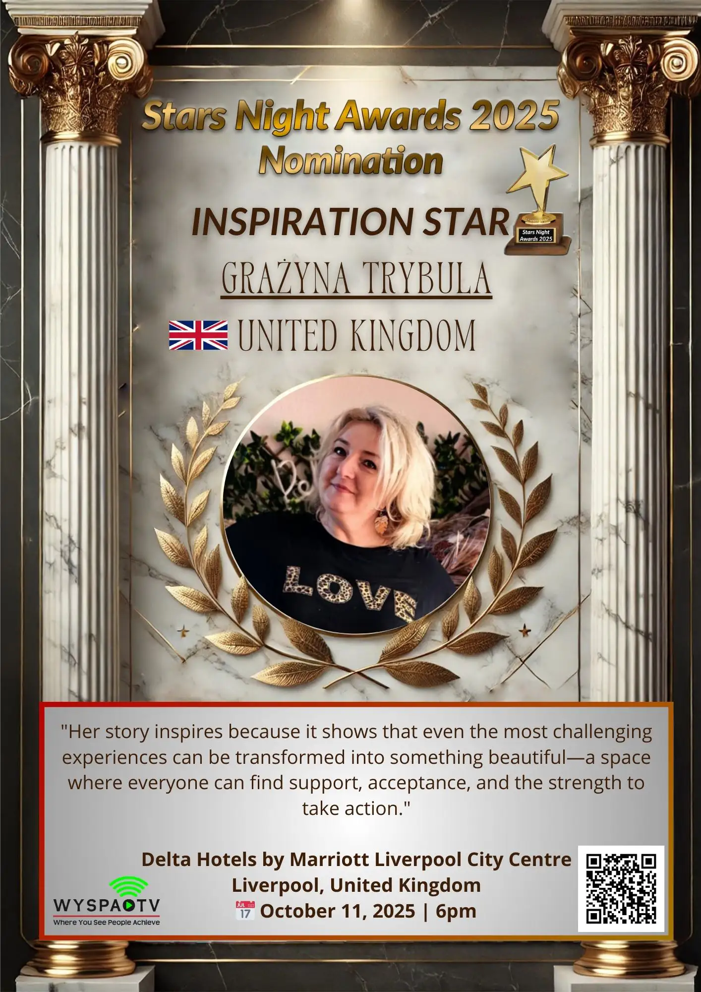 Grazyna Trybula | NOMINATION in the category: "INSPIRATION STAR" | Stars Night Awards 2025
