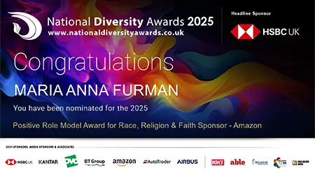 Maria Anna Furman nominated for National Diversity Awards 2025